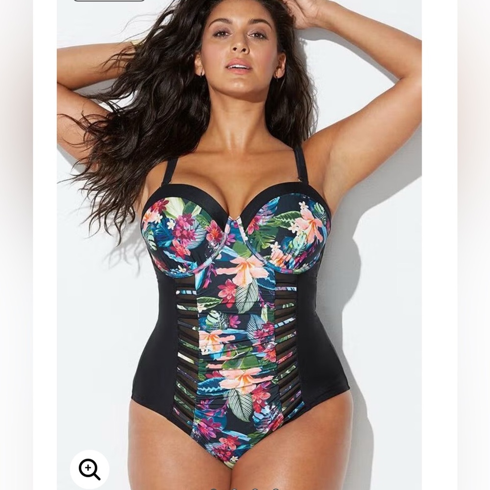 NEW | SWIMSUITS FOR ALL | Black Ruched One Piece | Size 18